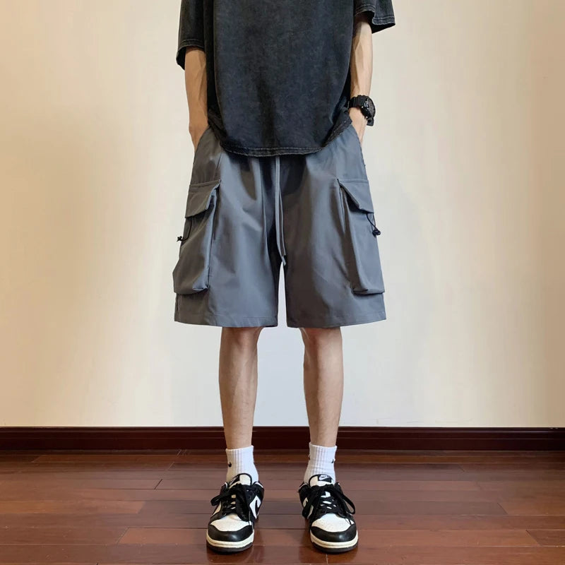 Street Functional Hip Hop Loose Pocket Jacket Pants Men Outdoor Workwear Shorts Straight Sport Five Shorts Underwear