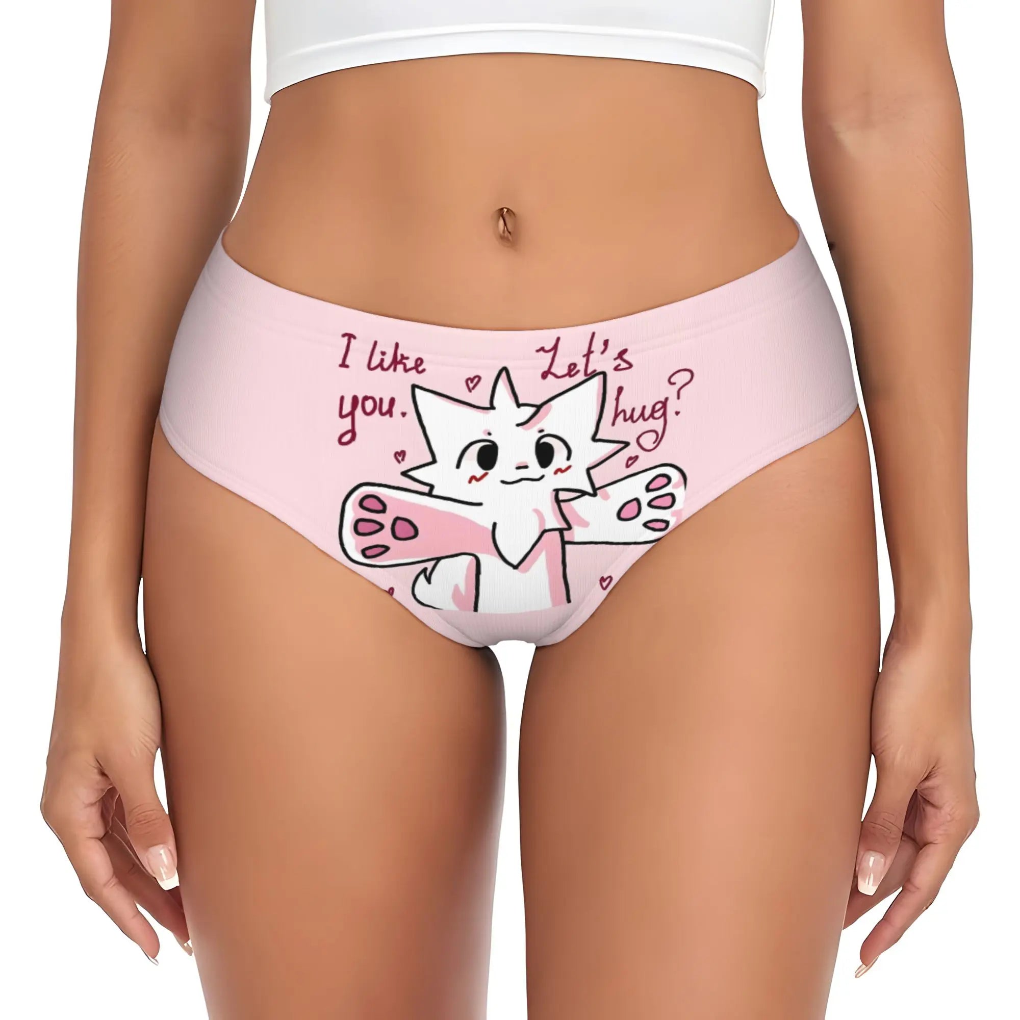 Custom Boykisser Silly Cat Briefs Underwear Women's Breathable Stretch Cute Cartoon Panties