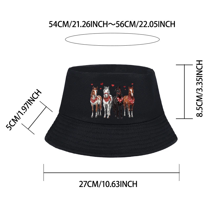 Cute Heart-Printed Pony Fisherman's Hat for Girls Ages 2–6: Soft, Breathable Sun Hat Perfect for Play, Camping, and the Beach