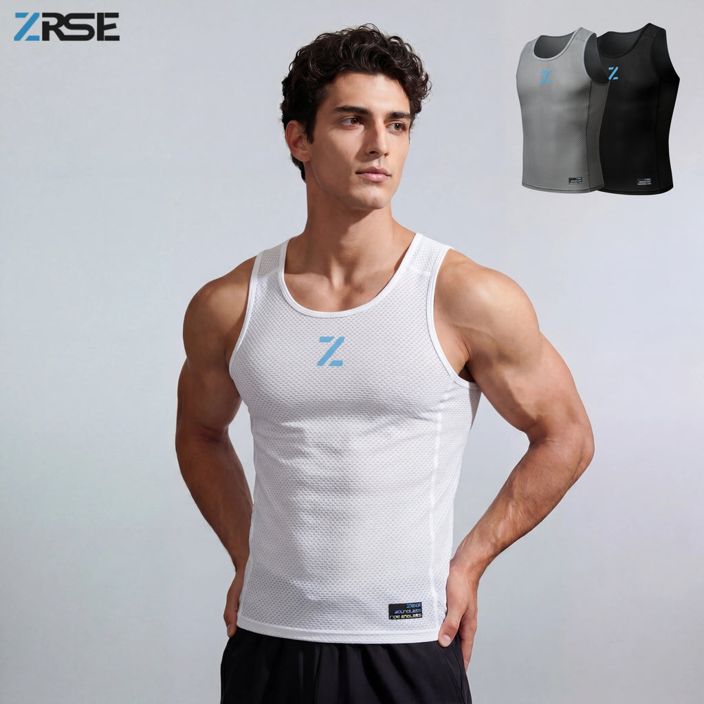 ZRSE Men's Breathable Mesh Vest Sleeveless Base Layer Unisex Black White Running Gym Cycling Sports Tank Top Quick Dry Underwear