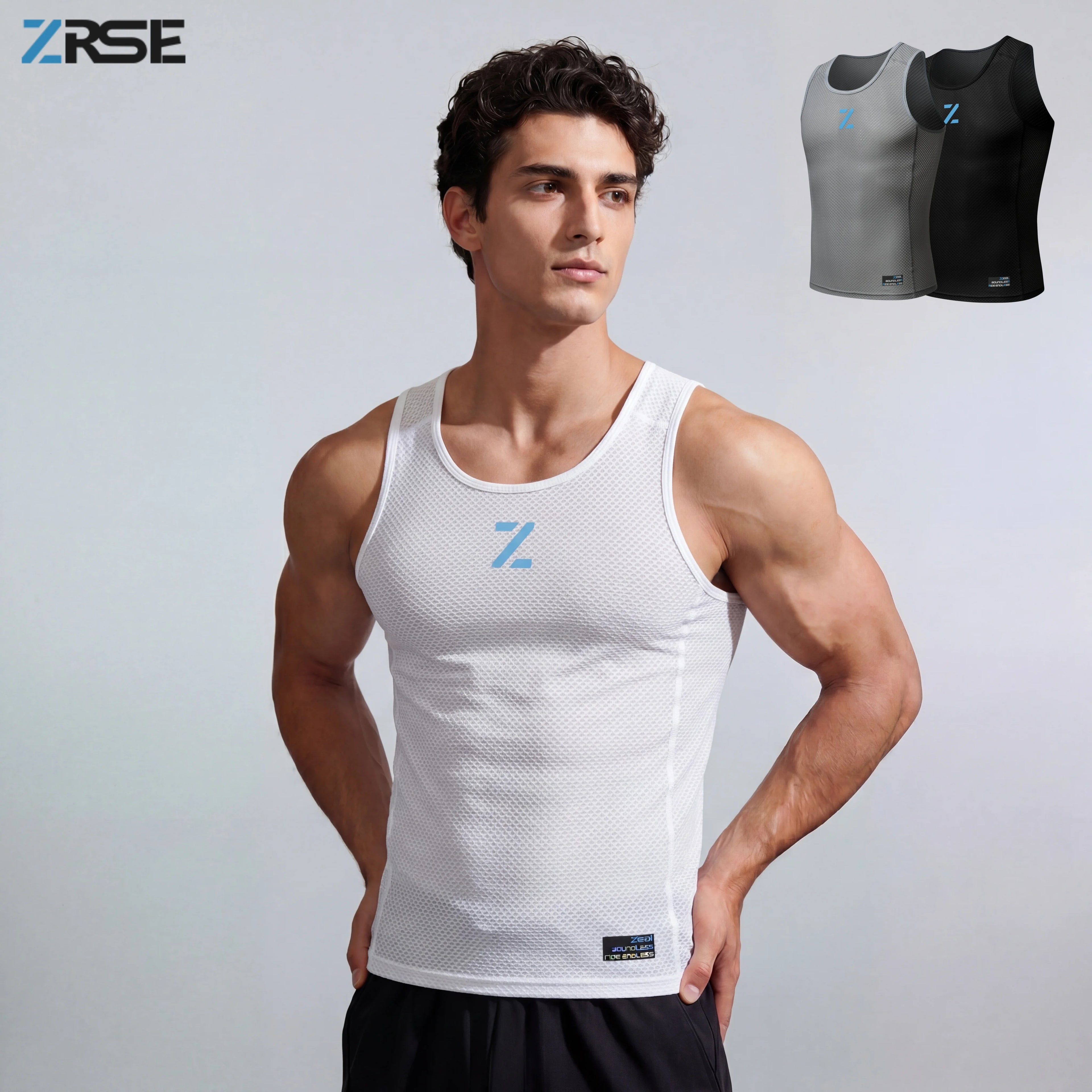 ZRSE Men's Breathable Mesh Vest Sleeveless Base Layer Unisex Black White Running Gym Cycling Sports Tank Top Quick Dry Underwear