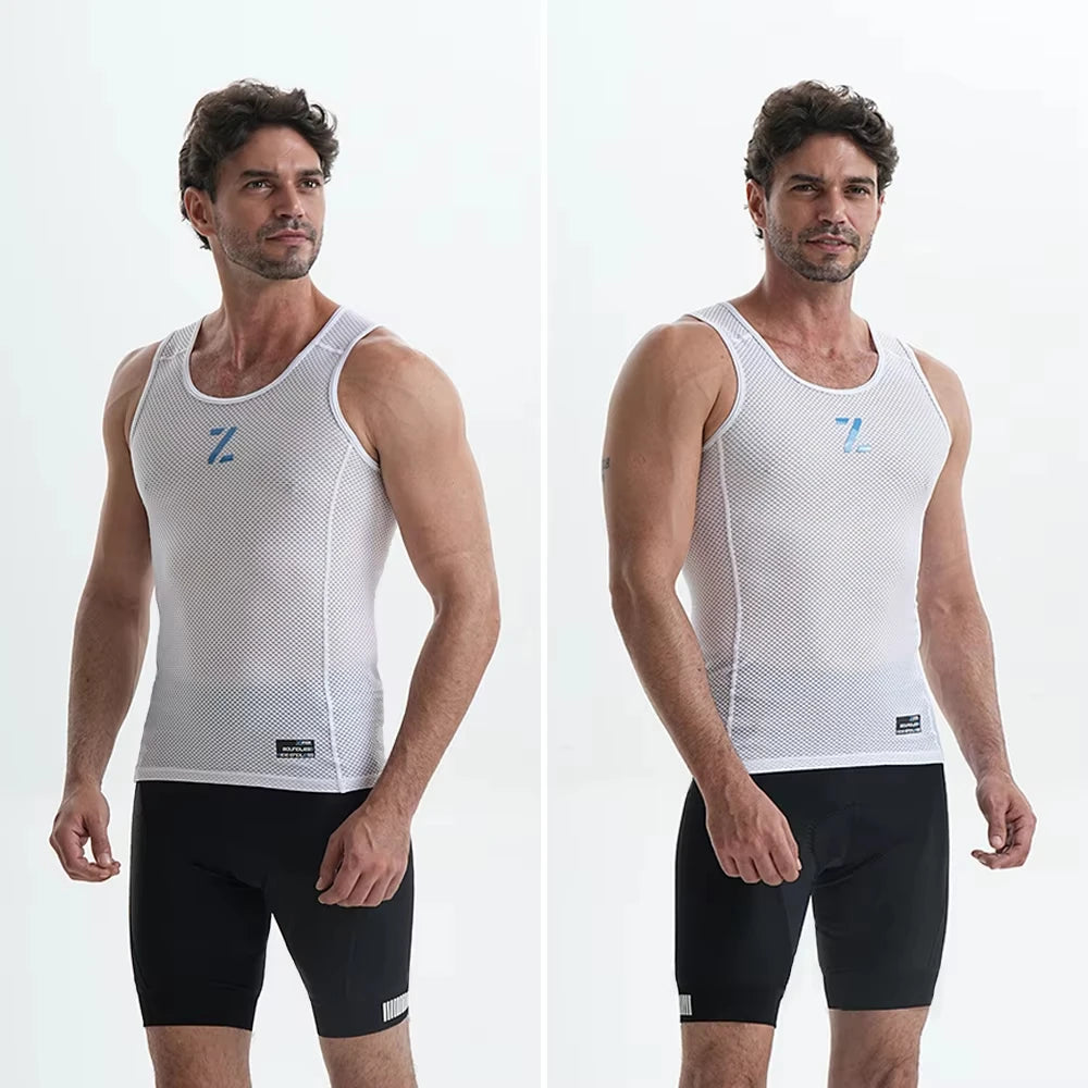 ZRSE Men's Breathable Mesh Vest Sleeveless Base Layer Unisex Black White Running Gym Cycling Sports Tank Top Quick Dry Underwear