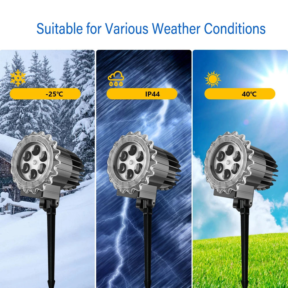 LED Christmas Snowflake Projector Lights Dynamic Rotating Outdoor Landscape Christmas Light 9W White Snow Outdoor Holiday Lights