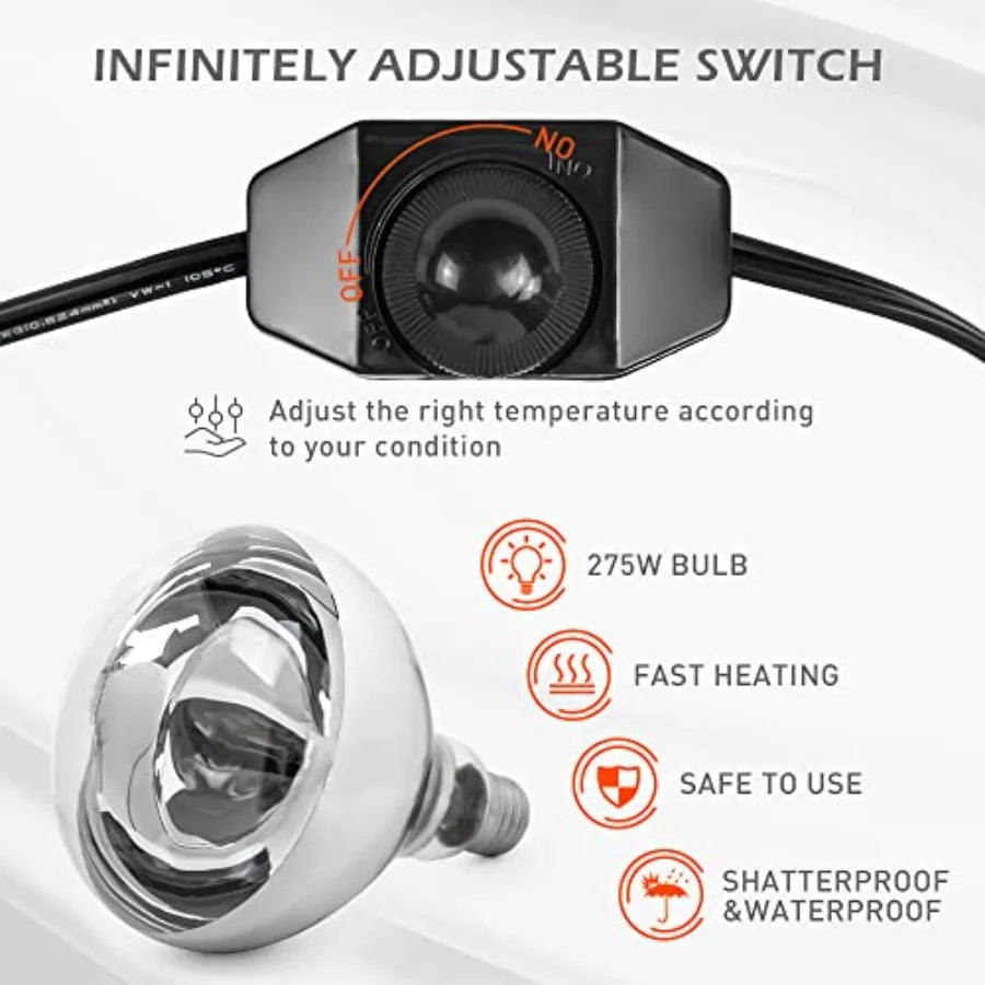 Buffet food warmer lamp set: stainless steel, silver, 2-pack with 4 bulbs, 110V commercial-grade heat retention for catering an