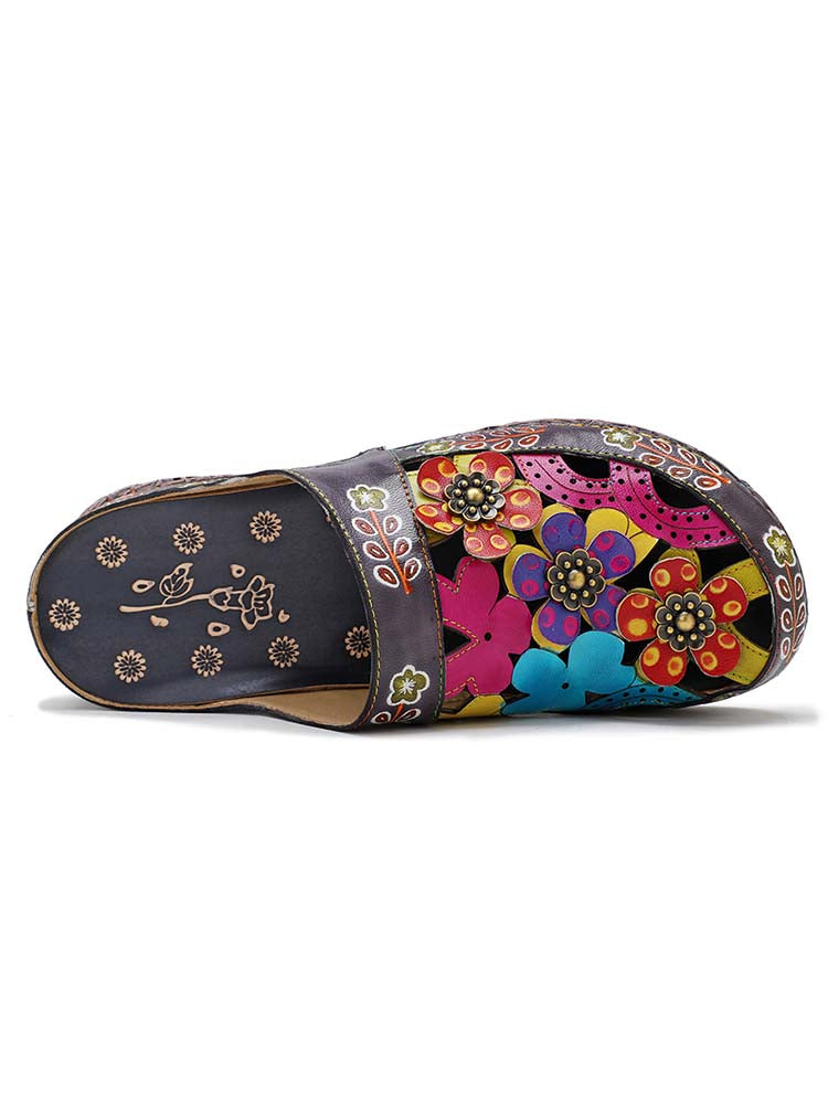 Flowers Handmade Colorful Slippers