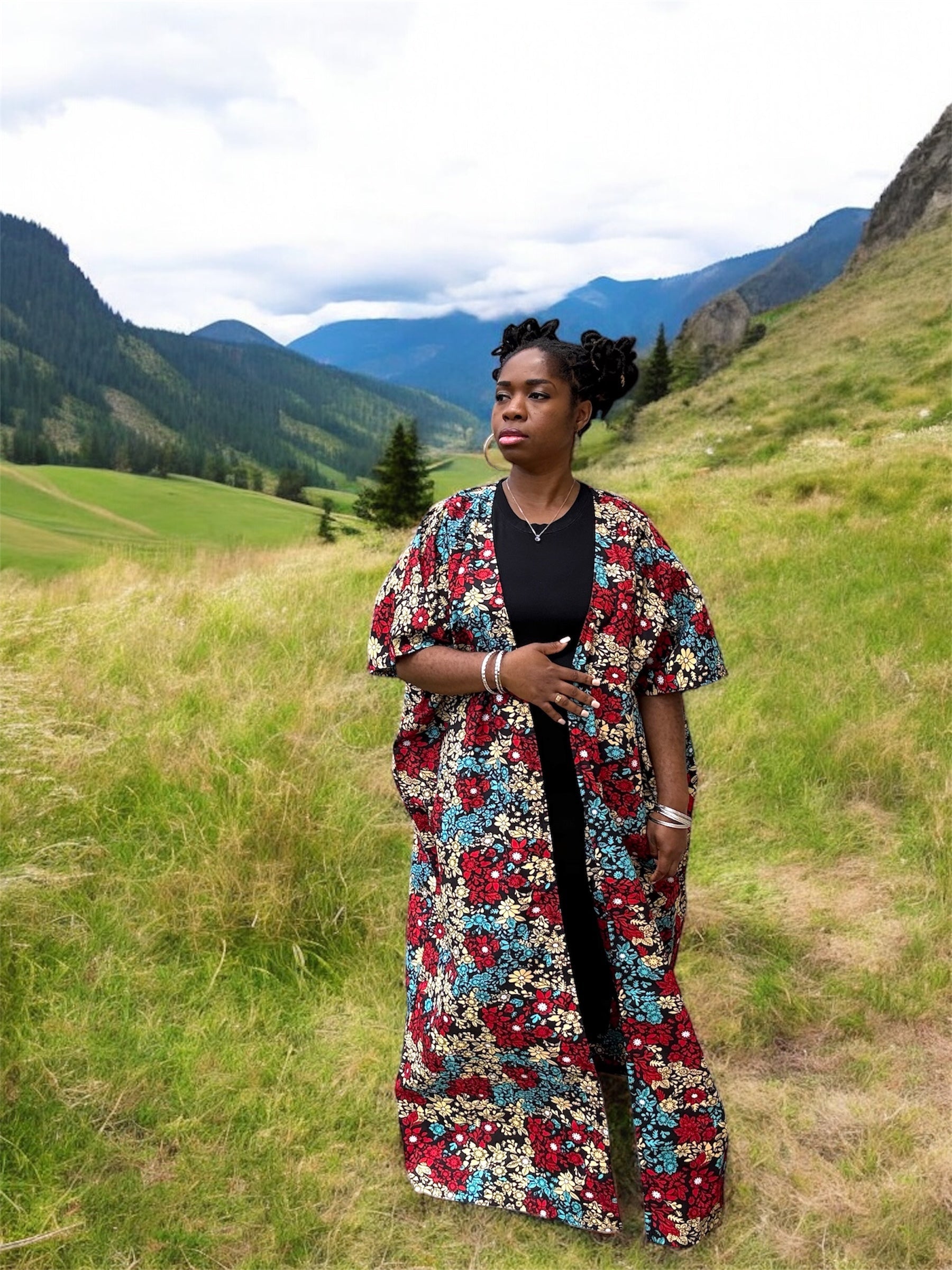Koti la Kimono la UKA lenye Chapa Nzito ya Kiafrika - Nguo za Nje za Ankara Zilizotengenezwa kwa Mikono kwa Wanawake