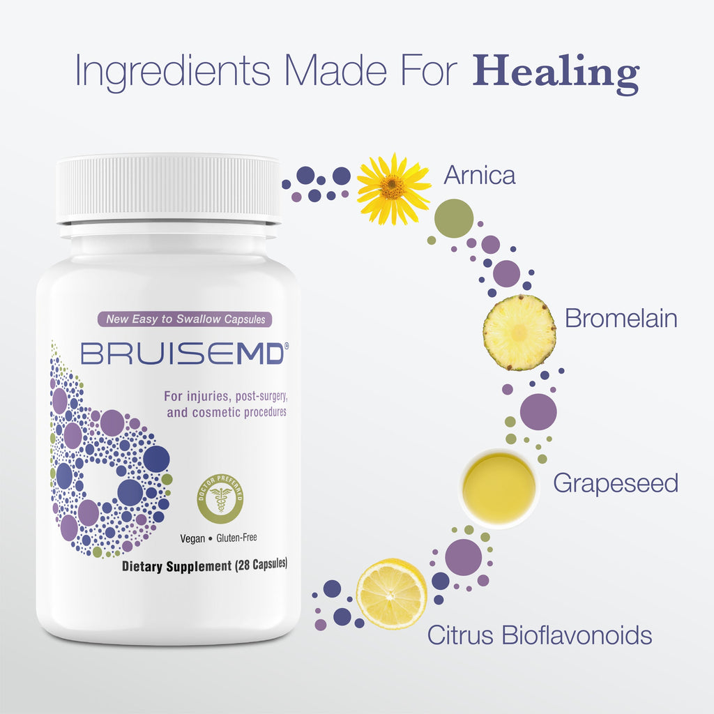 BruiseMD Arnica Bromelain Supplement kwa Ajili ya Michubuko na Kuvimba (Vidonge) - Mfumo Unaopendekezwa na Madaktari