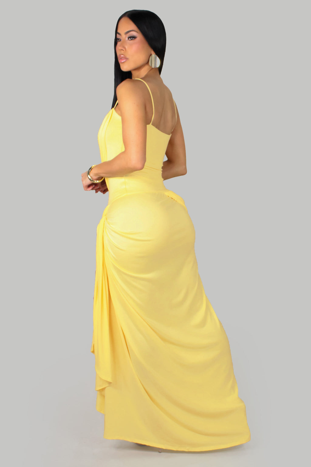 Versona Sexy Slit Maxi Dress- Yellow