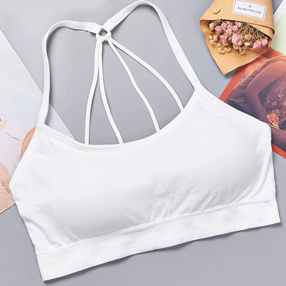 Women's Seamless Sports Crop Top Wide Letter Straps Wireless Back Comfortable Yoga Fitness Workout Activewear