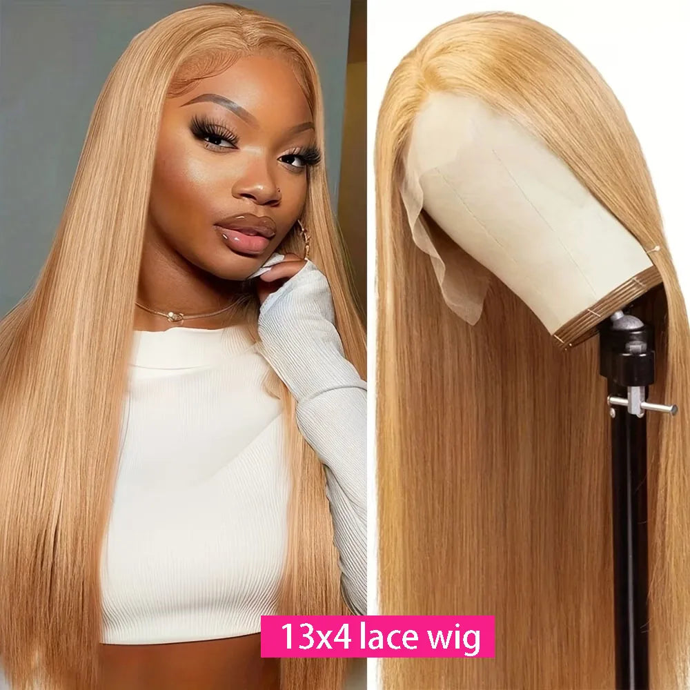 200 Density 27 Honey Blonde Colored Lace Front Wig 13X6 Hd Lace Frontal Wigs Straight Human Hair Wigs Preplucked Brazilian Hair