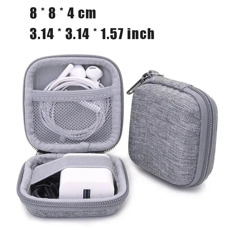 Mini Square EVA Earphone Protective Box Waterproof Digital Charger Headphone Storage Bag USB Data Cable Organizer Carrying Pouch