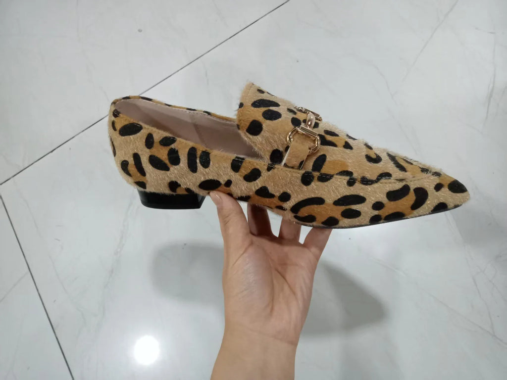 Large Size 40-43 Leopard Print Women's Shoes, Spring 2026 New Product, Pointed Mules Shoes, Shallow Casual Single Shoes