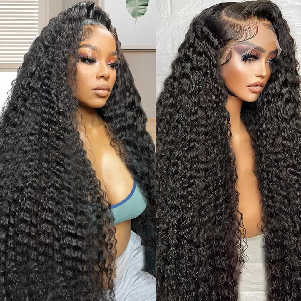 200 Density Deep Wave Human Hair Lace Front Wig 13x6 Hd Transparent Lace Frontal Wig 13x4 Curly Pre Plucked Lace Wigs For Women