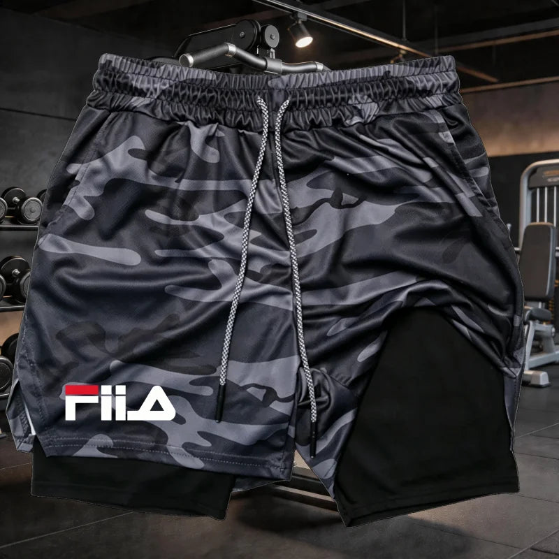 Summer men's 2-in-1 sports shorts breathable and casual quick drying double-layer shorts summer running sports underwear M-3XL