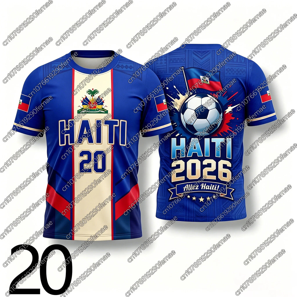 2026 New Summer Haiti Fans T-Shirt Unisex Football Style Name Number Print Jersey Boys Girls Sports Top Hiking Outdoor Apparel