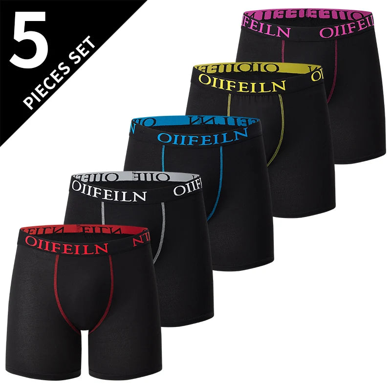 5/10 piece set of men's fashionable printed underwear, comfortable and soft boxer shorts, plus size sports base shorts