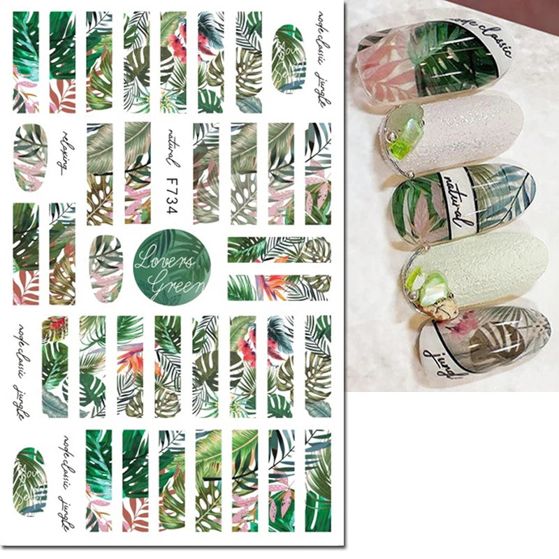 3d Nail Art Decals Grey Dry Florals Watercolor Nuance Flowers Adhesive Sliders Nails Stickers Decorations For Manicures Tips