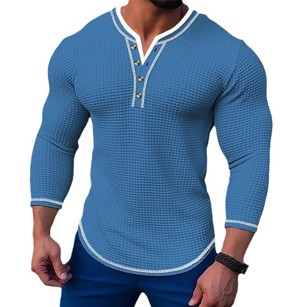 Fashion Mens Tops Mens Undershirt Regular Slim Soft Solid Color Blouse Pullover Sweatshirts T-Shirt Comfortable