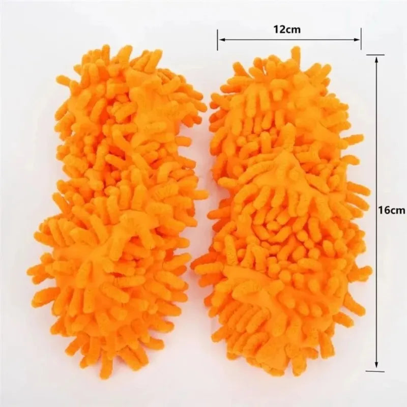 2 Pcs Chenille Mopping Shoes Colorful Household Cleaning Floor Dust Slippers Absorbent Cloth for Home Use