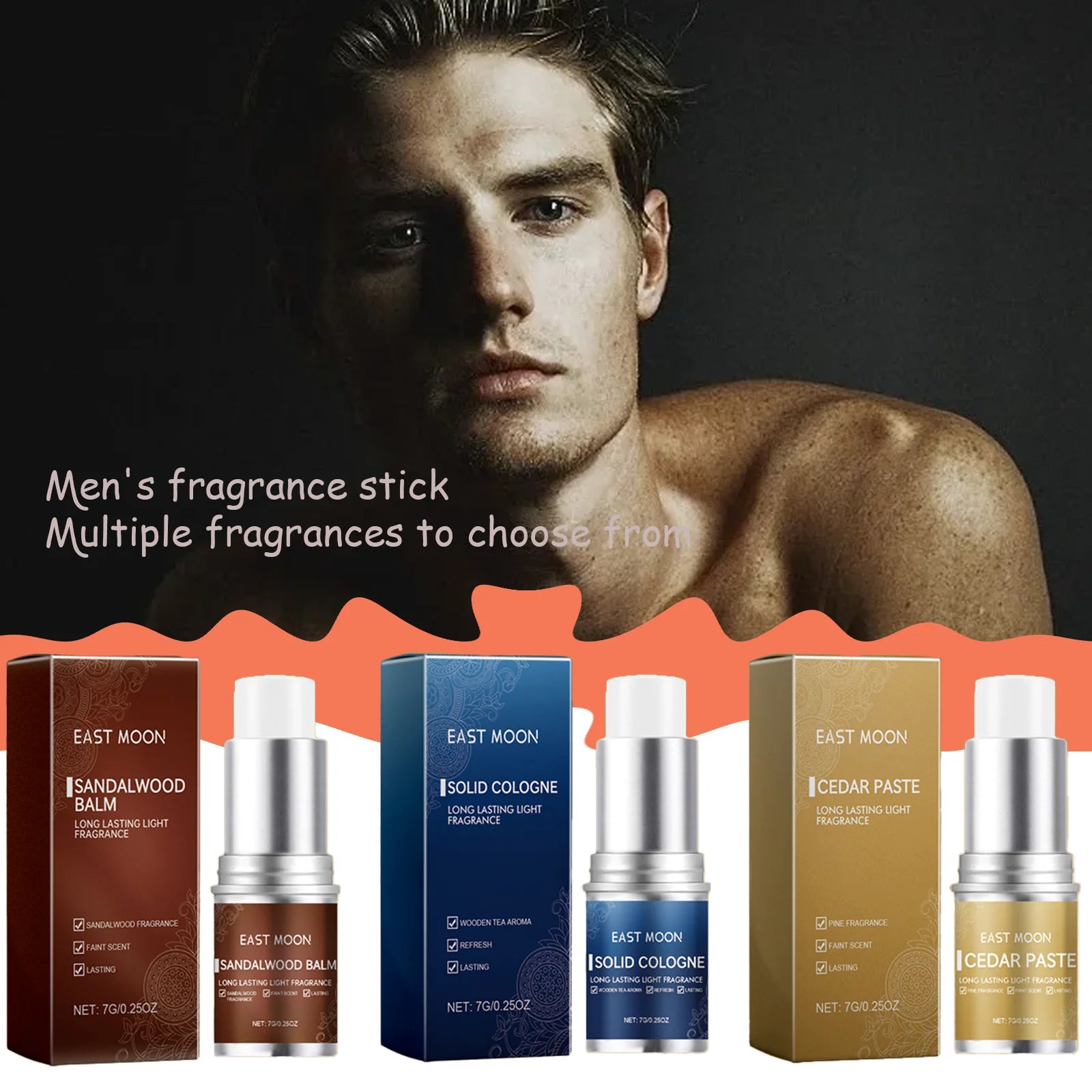 Men's Perfume Stick Long Lasting Fragrance Portable Balm Refreshing Non-greasy Charm Scent for Daily Use
