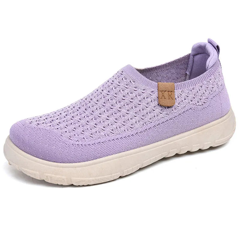 Spring and summer fly-woven breathable mesh shoes for women trendy easiest for matchthick sole loafers comfortable casual shoe