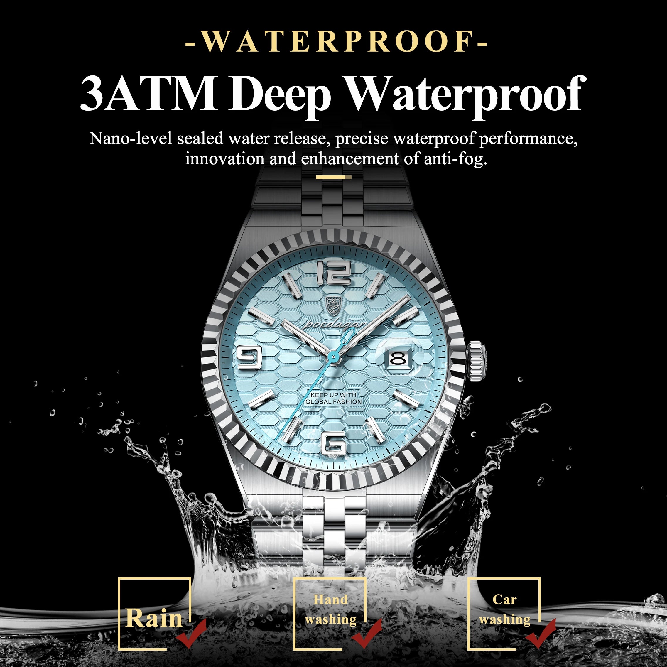 POEDAGAR Fashion Exquisite Men Wristwatches Waterproof Luminous Date Luxury Man Watch Stainless Steel Quartz Men's Watches Reloj