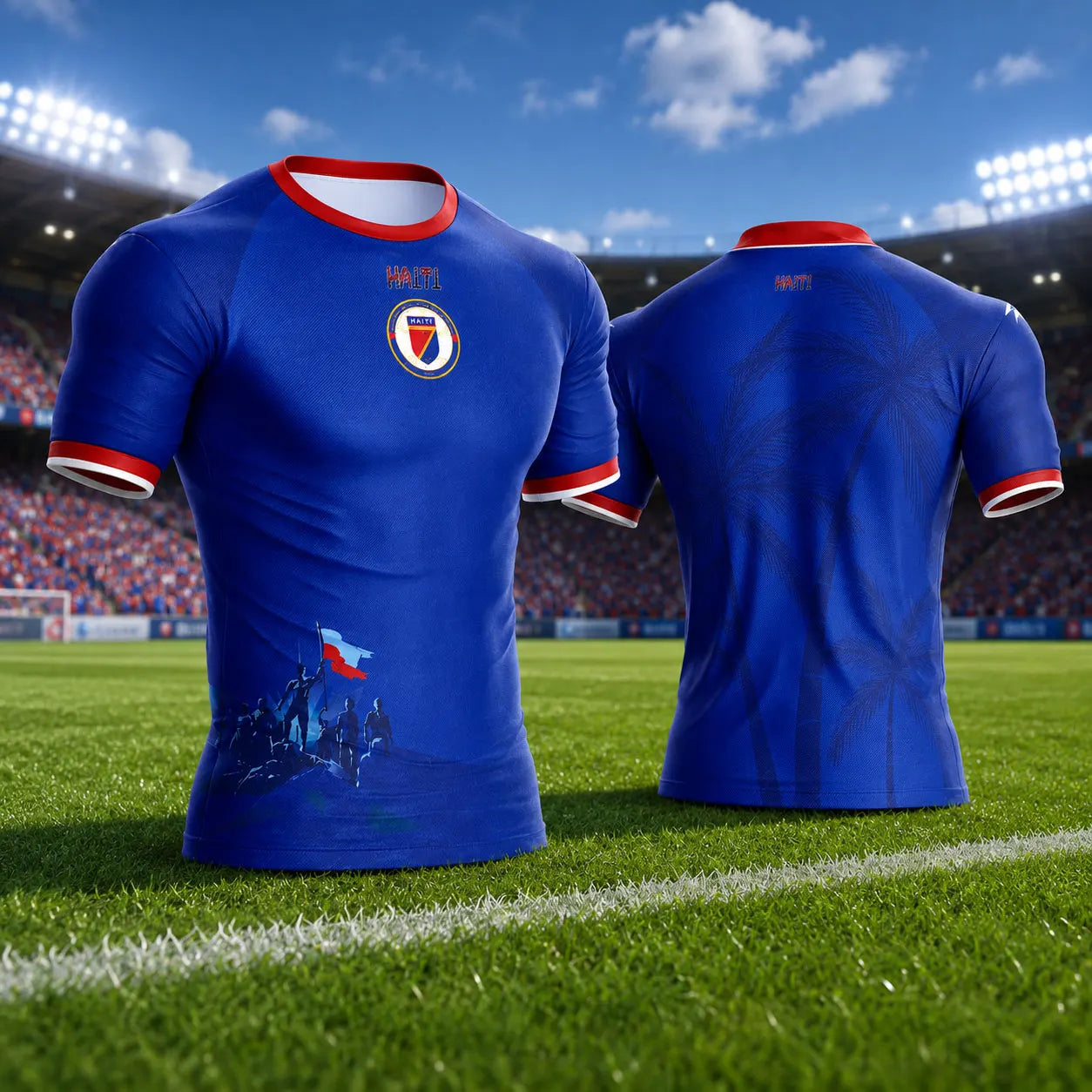 2026 Haiti Soccer Style Jersey Short Sleeve Sport T-Shirt Gym Training Workout Athletic Fitness Quick Dry Sportswear