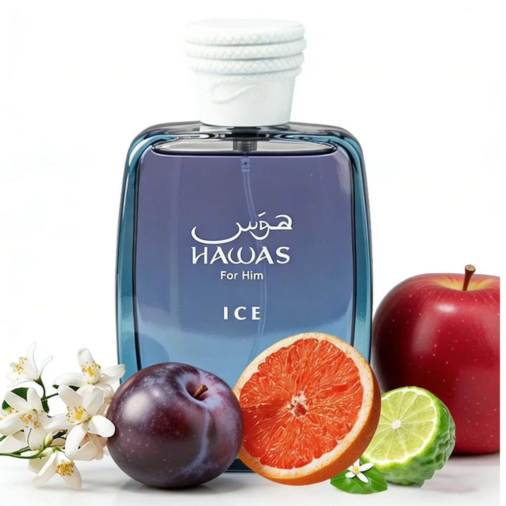 Premium Hawas Ice Eau de Parfum for Men, Long-Lasting Fresh Aromatic Citrus Masculine Fragrance, 100ml
