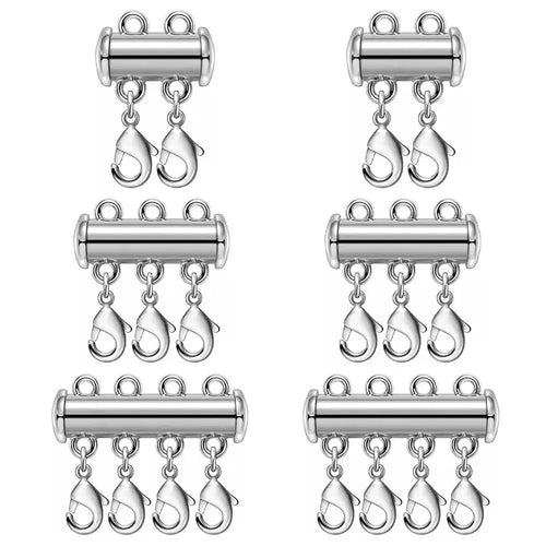 2pcs Multi Strand Necklace Layer Lobster Buckle Sliding Magnet Tube Connector Lock for DIY Necklace Bracelet Jewelry Making