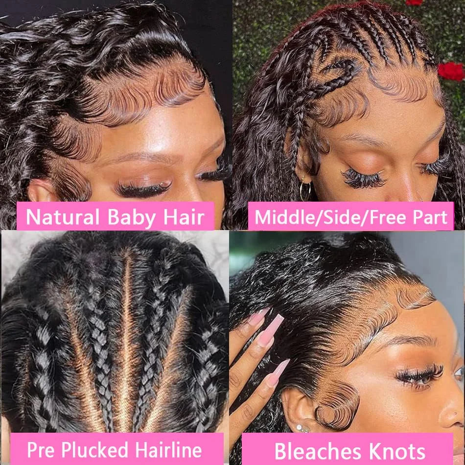HD Transparent Deep Wave Frontal Wig 13x4/13x6 Curly Lace Front Human Hair Wigs For Women Wet And Wavy Water 7x6 Closure Wig