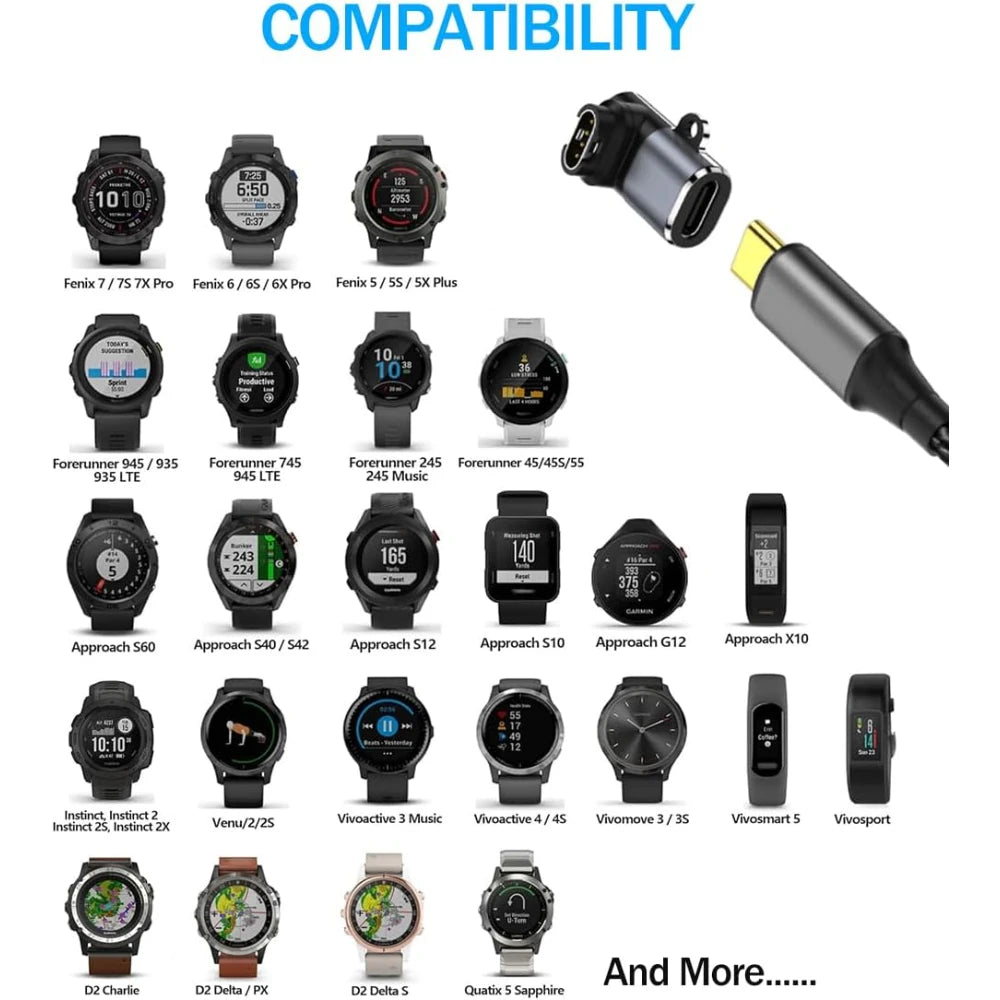 USB C 90 Degree Adapter,Garmin Watch Charger to USB C Cable Converter for Garmin Fenix 7 7S 7X 6S 6X 5 5S 5X,Forerunner 945 245