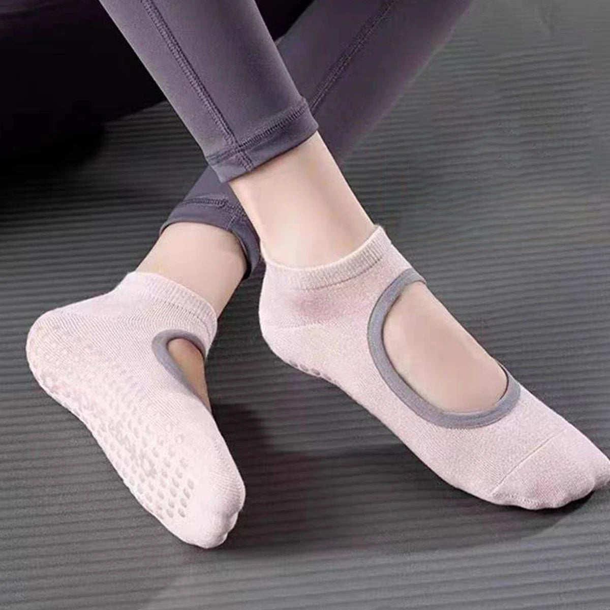 Non-Slip Yoga Socks for Women – Open Top Grip Socks, Breathable Ballet Style, Anti-Skid Pilates Barre Spring Summer