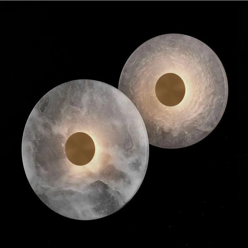 BGST Round Marble Corridor Light Modern Simple Creative Living Room Wall Bracket Light Bedside Wall Lamp for Bedroom