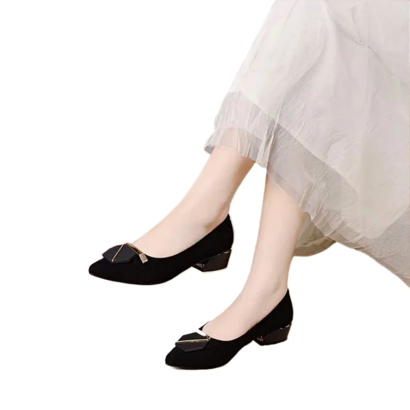 2026 Fashion Women's Flats Elegant Square Button Comfortable Soft Sole Casual Shoes Simple Versatile Slip on Shoes Large Size