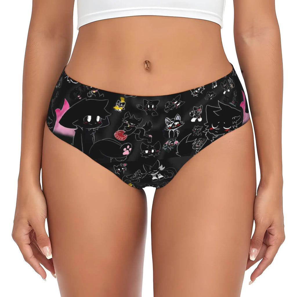 Custom Boykisser Silly Cat Briefs Underwear Women's Breathable Stretch Cute Cartoon Panties