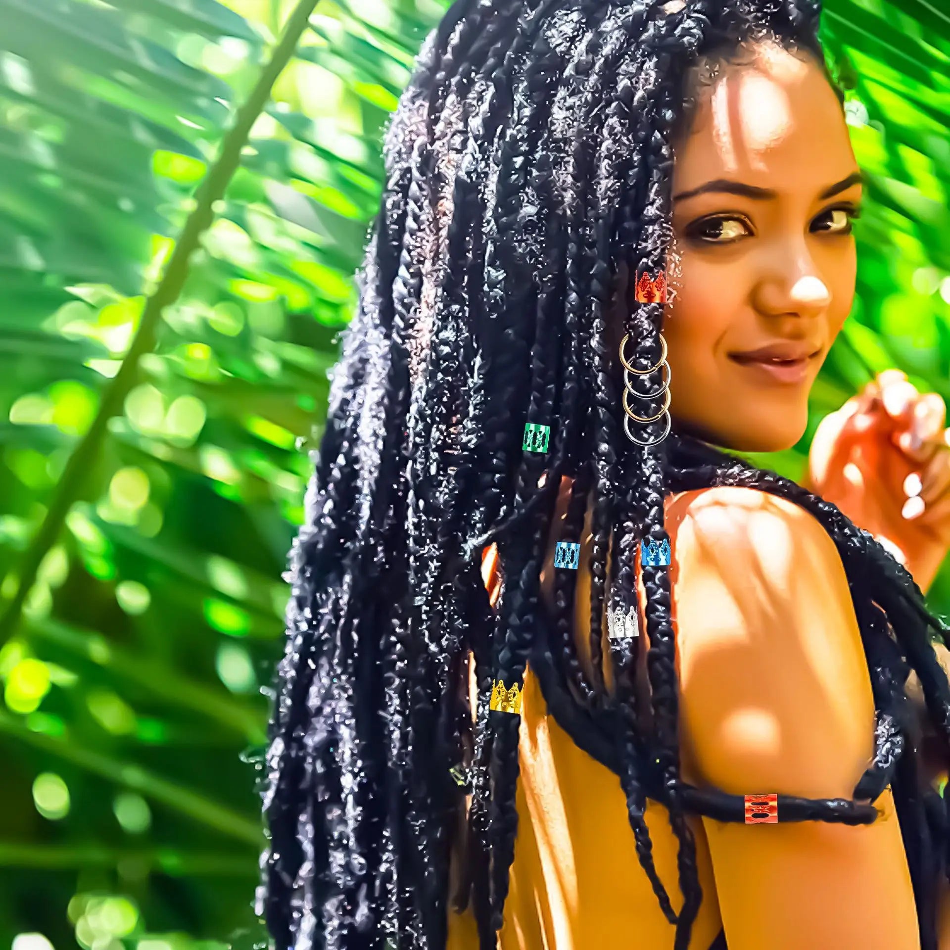 Alloy Hair Butterfly Pendant Dreadlock Hoop Charm DIY Reggae Wig Crown Ring for Home Party Decor