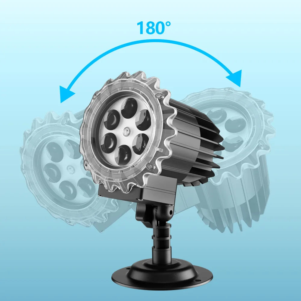 LED Christmas Snowflake Projector Lights Dynamic Rotating Outdoor Landscape Christmas Light 9W White Snow Outdoor Holiday Lights