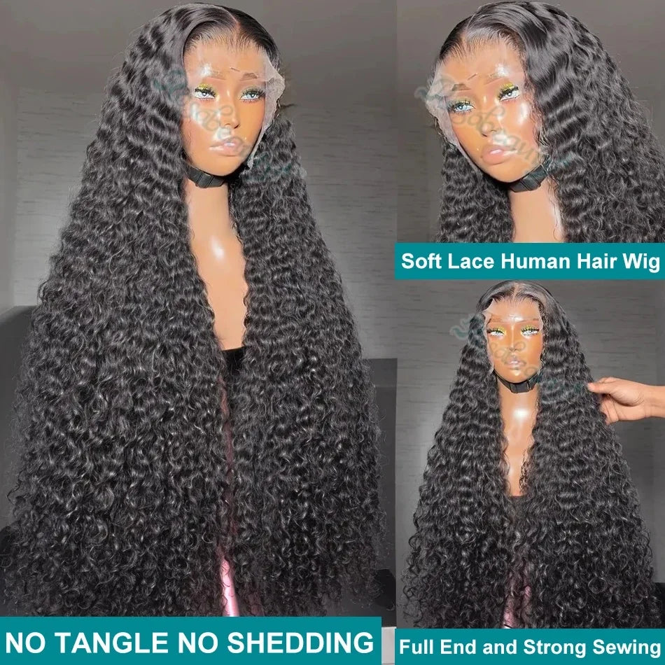 200 Density Deep Wave Human Hair Lace Front Wig 13x6 Hd Transparent Lace Frontal Wig 13x4 Curly Pre Plucked Lace Wigs For Women