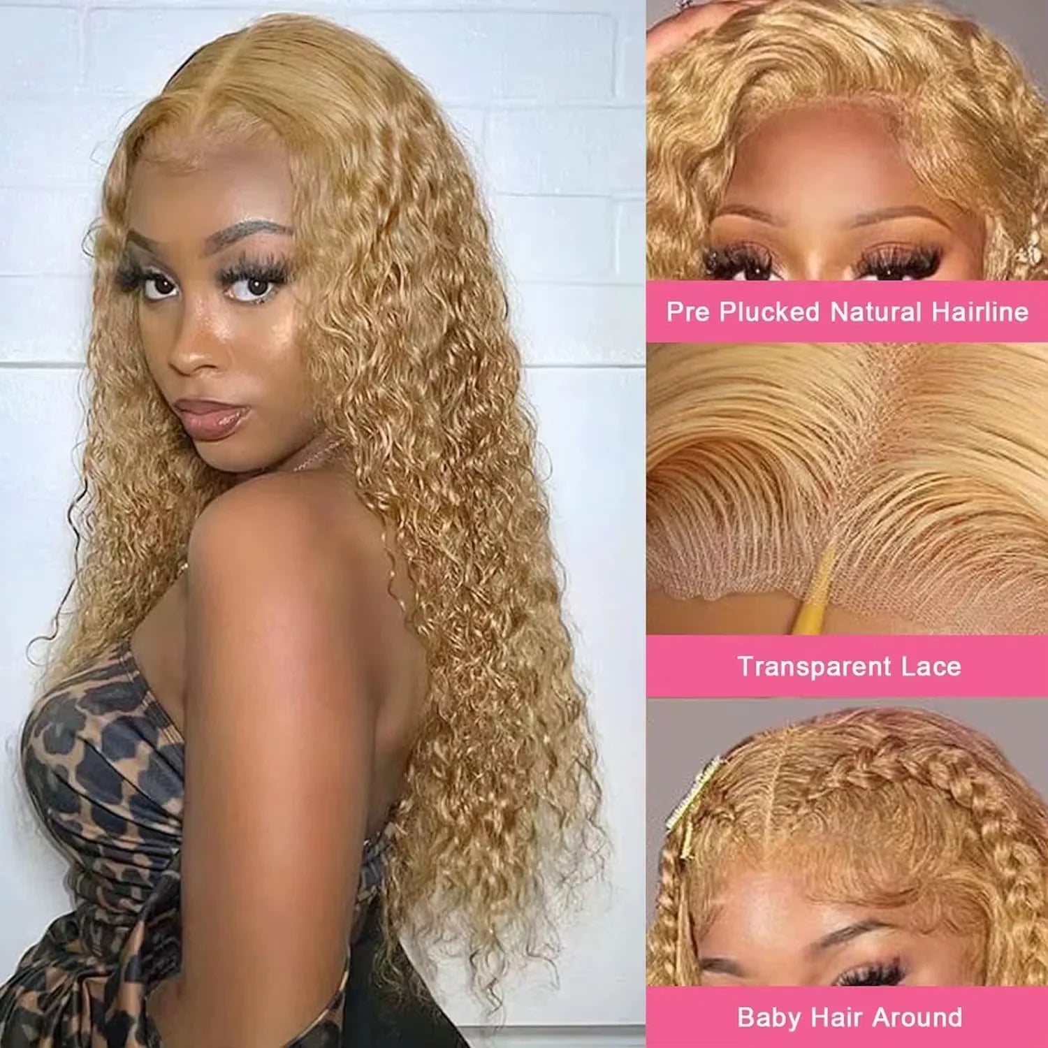Honey Blonde Colored Curly Human Hair Wigs 13X6 HD Lace Frontal Wig Brazilian Deep Wave Colored Bleached Wigs For Black Women