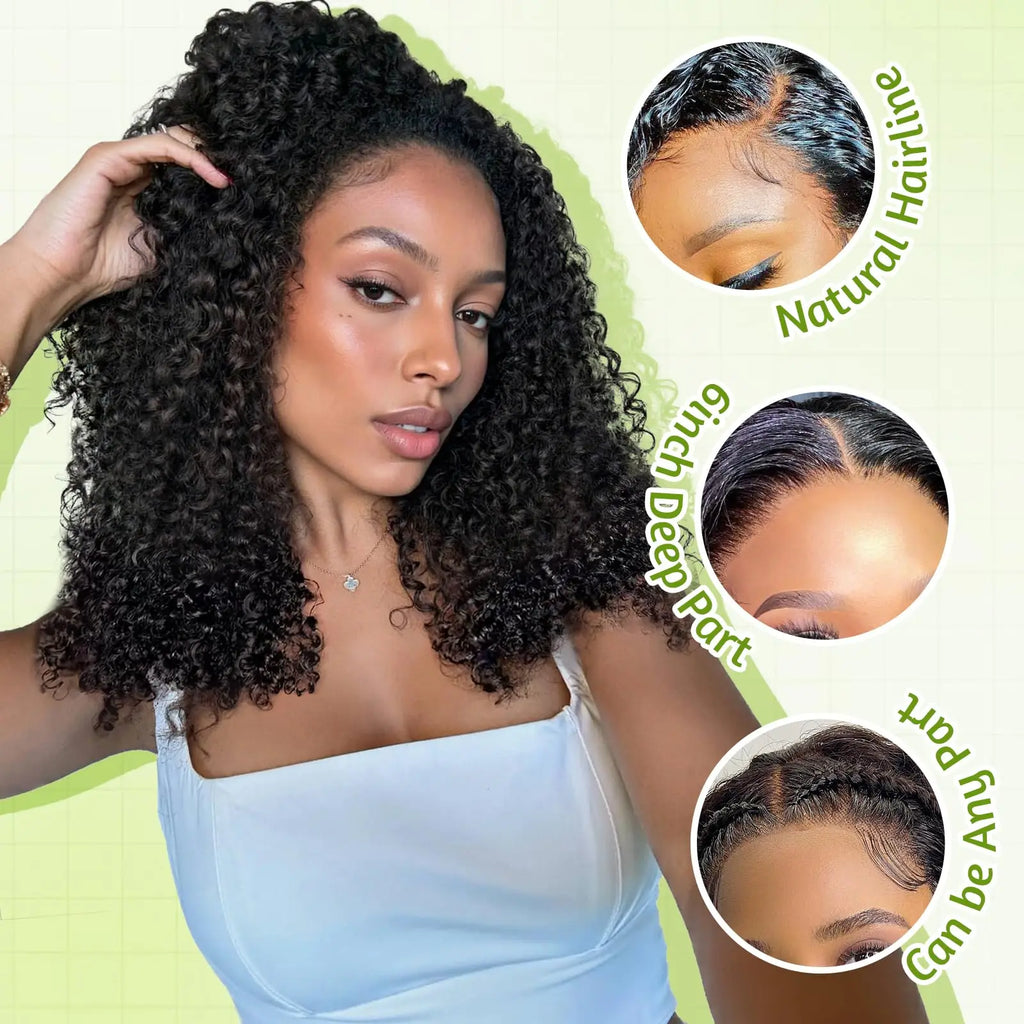 Burmese Curly Hair Wig 1B Black Natural Curly Human Hair Wig Full Machine Made Soft Thick Density Realistic Look Daily Wear