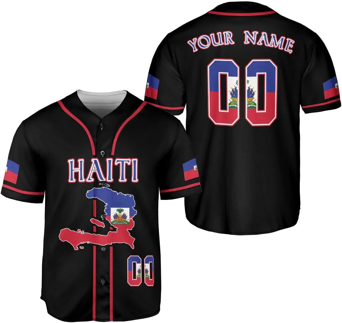 Personalized Name Haiti 3D Printed Summer Fashion Men's Baseball Jersey Unisex Street Hip Hop Baseball Shirt KZ24