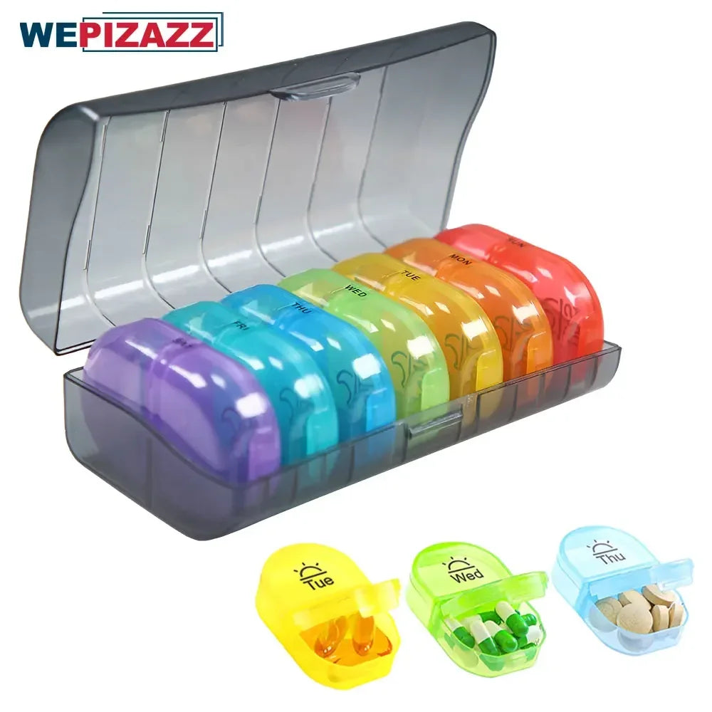Pill Box 2 Times A Day, Weekly Pill Organizer AM PM with 7 Daily Pocket Case To Hold Vitamin, Medicine, Medication & Supplement