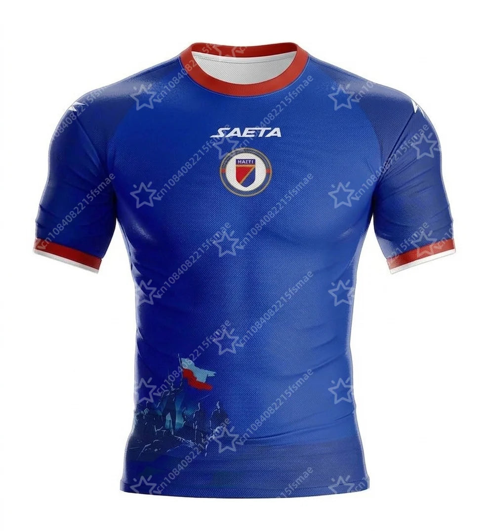 New Haiti Soccer Jersey Short Sleeve Sport T-Shirt Gym Training Workout Athletic Fitness Running Tops Kids Quick Dry Sportswear