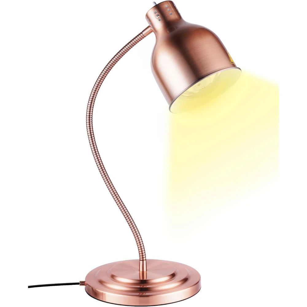 Silver Single Head Food Warmer Lamp Buffet Food Warming Light Pizza Display Light Heating Barbecue Cabinet Food Keep Warm Lamp
