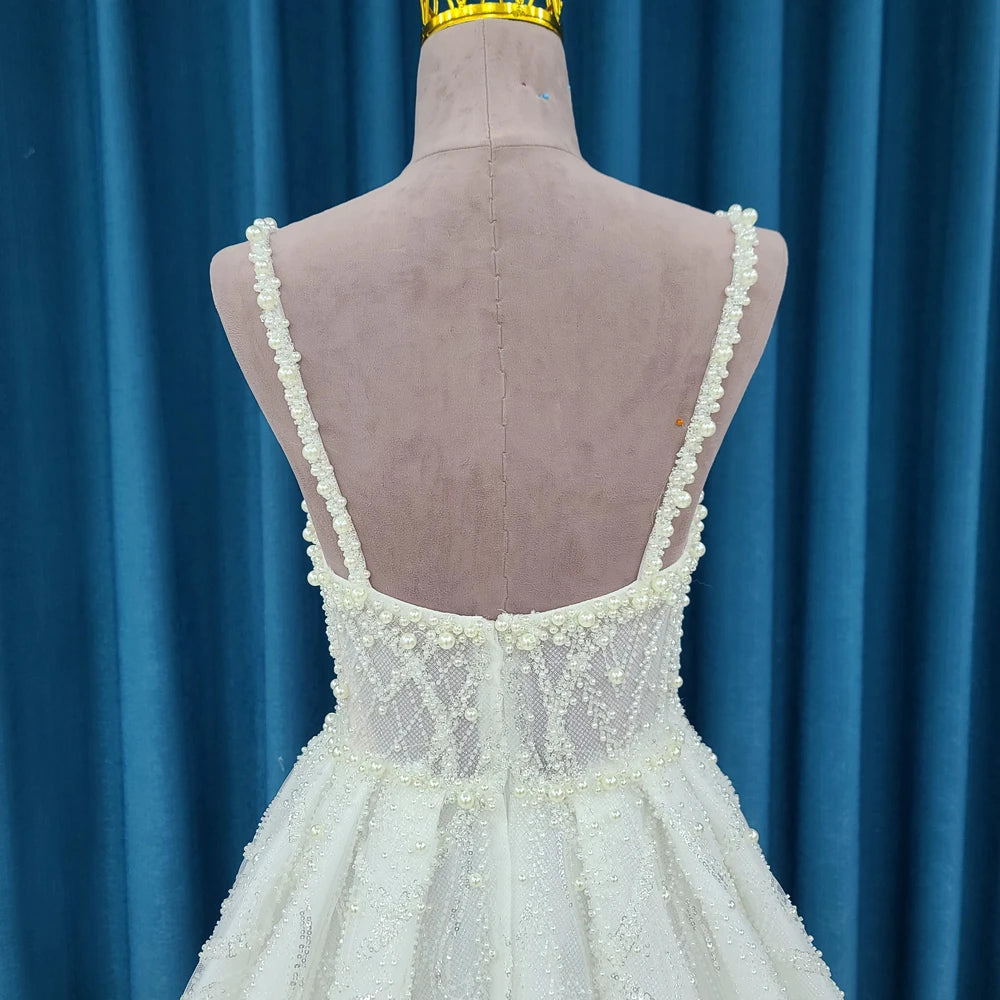 Brand New Classic Wedding Dress Customize Elegant Wedding Spaghetti Straps Floor-Length Organza Zipper Vestidos De Novia LSSM006