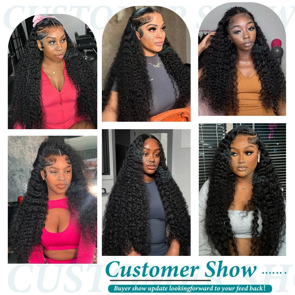 200 Density Deep Wave Human Hair Lace Front Wig 13x6 Hd Transparent Lace Frontal Wig 13x4 Curly Pre Plucked Lace Wigs For Women