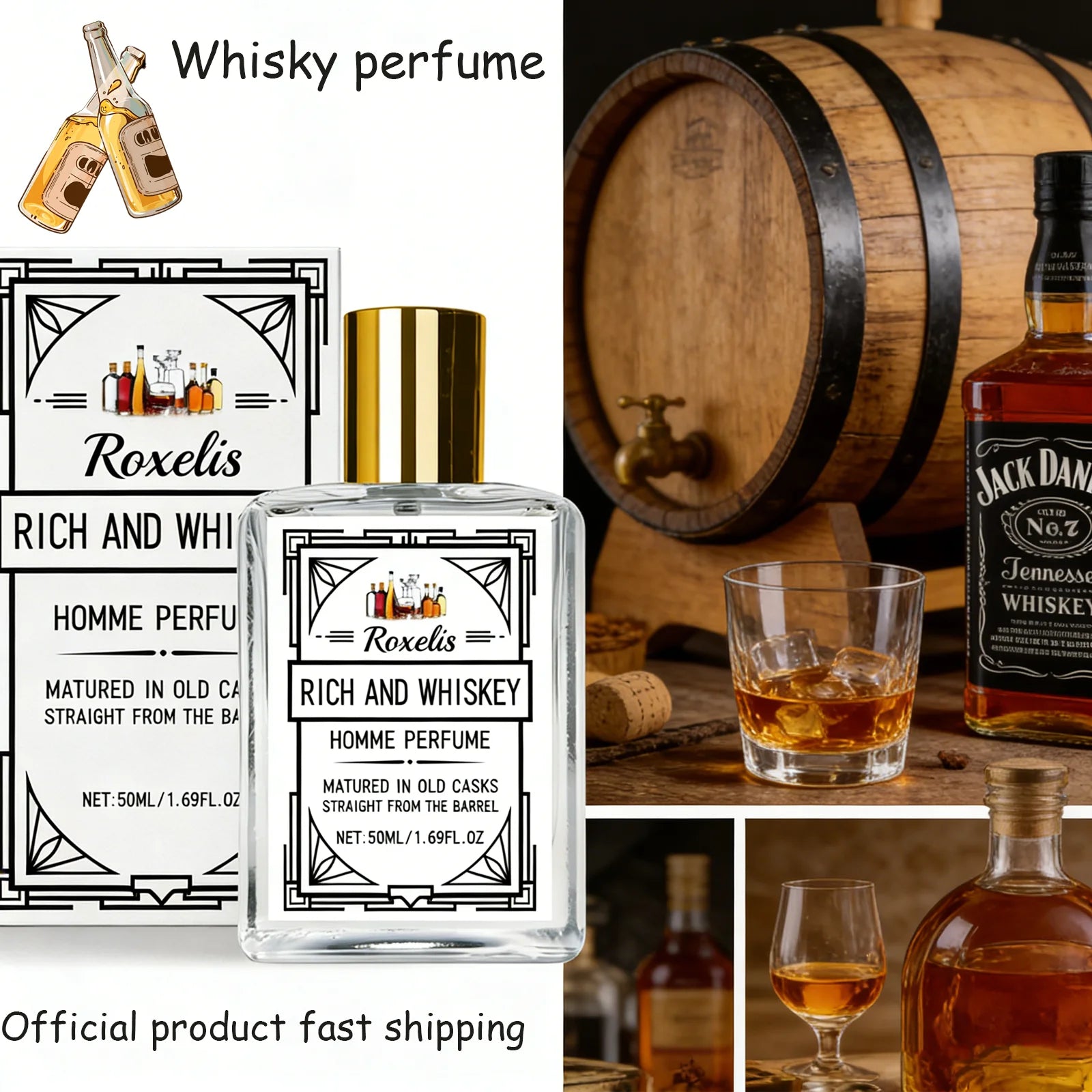 Roxelis 50ml Charm Whisky Men's perfume Gulong Fragrance Fragrance Elegant Fresh Charm Fragrance for Men perfume