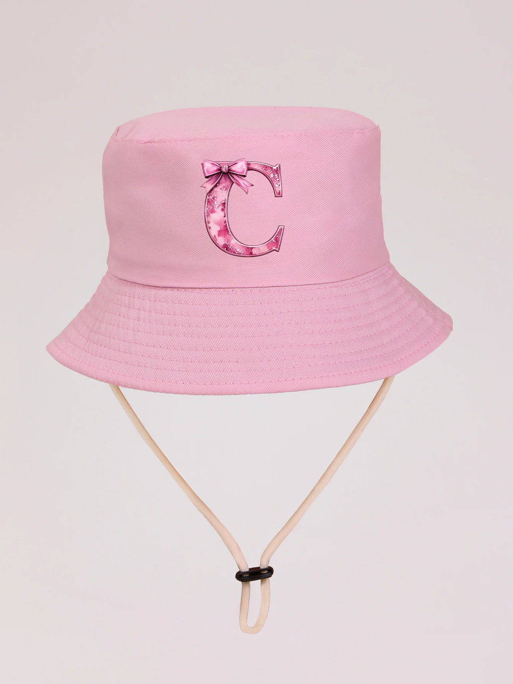 1pc pink baby girl bucket hat cap 3-8 years old Spring A-Z letter And  Summer Cap Features a ButterflyKnot Design with Fuchsia L