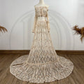 Don&Judy Flower Embroider Wedding Dresses Boho Bride Lace Two Pieces Party Gown Side Slit Maternity Photography Pregnancy Women