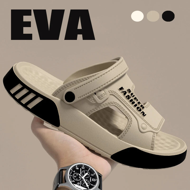 Men Slippers Summer EVA Soft-soled Platform Slides Sandals Indoor Outdoor Walking Beach Shoes Flip Flops Mens Home Shoes